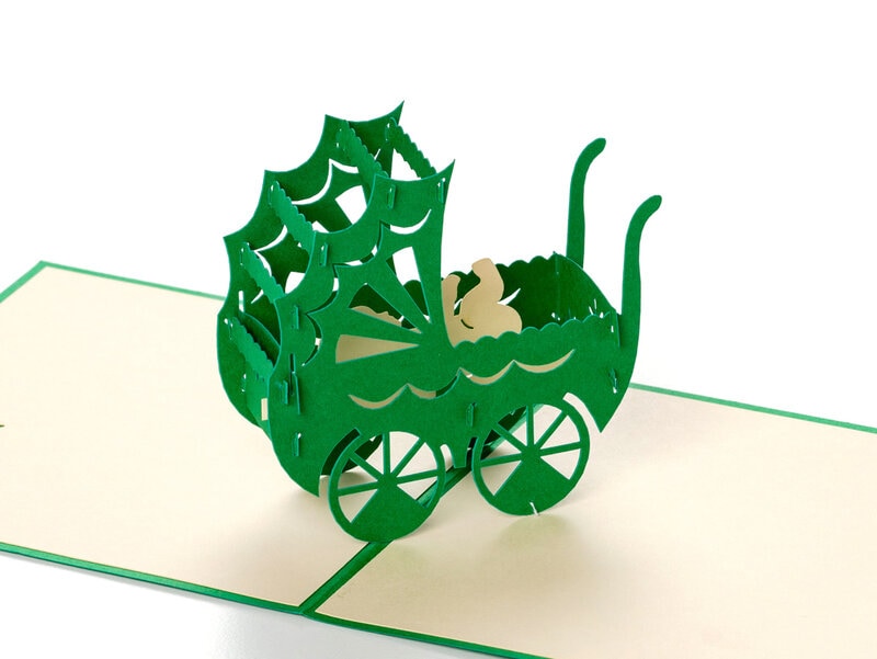 Pop Up-kort- Babykort med Barnevogn