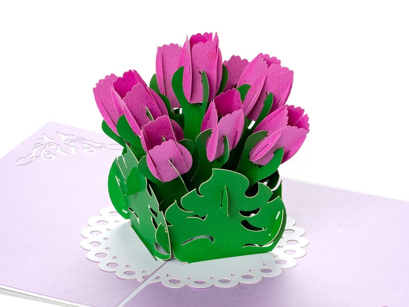Pop Up-kort - Lila Tulpaner