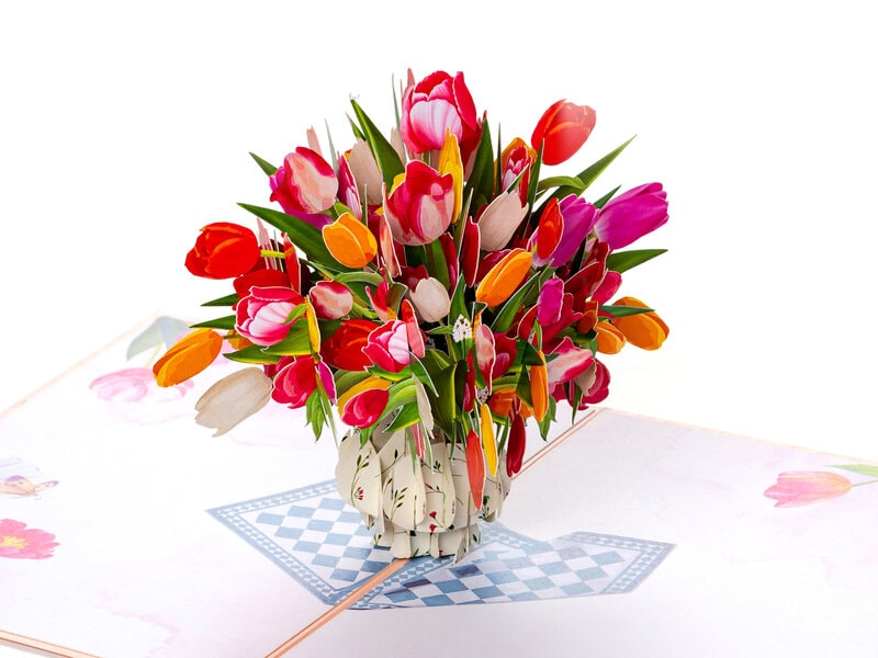 Pop up-kort  -  Tulipanbuket
