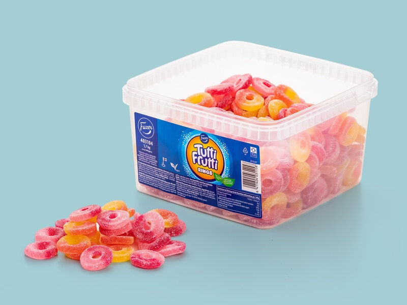 Tutti Frutti Rings Bland-selv slik i kasser 1,7 kg thumbnail
