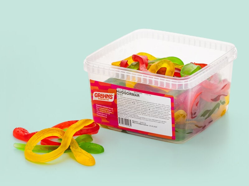 Hugorme Frugt Bland-selv slik i kasser 2 kg