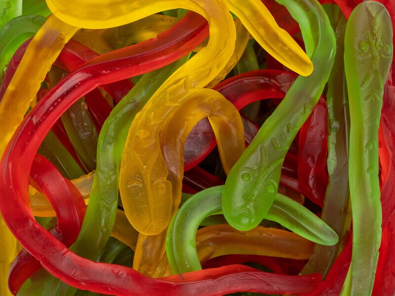 Hugorme Frugt Bland-selv slik i kasser 2 kg