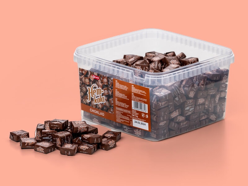Hemkola Karamel Chokolade Bland-selv slik i kasser 2 kg