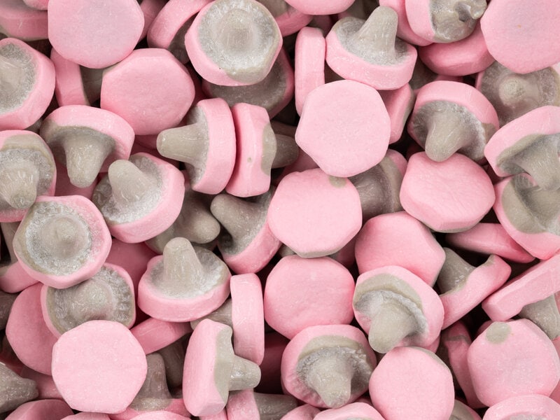 Hindbær & Lakrids Svampe Bland-selv slik i kasser 1 kg