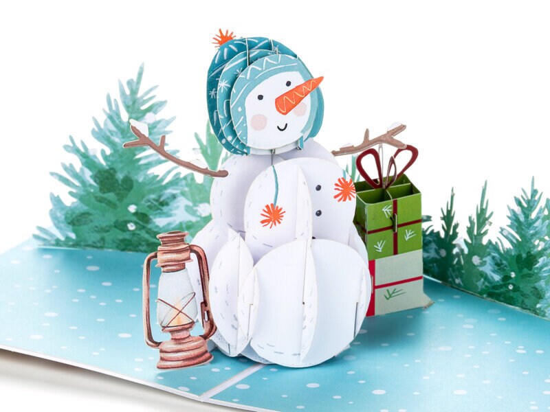 Pop Up kort - julekort med snemand thumbnail