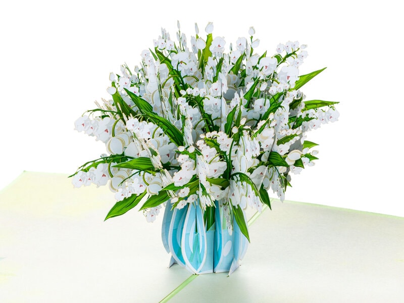 Pop Up-kort – Vase med liljekonvaler