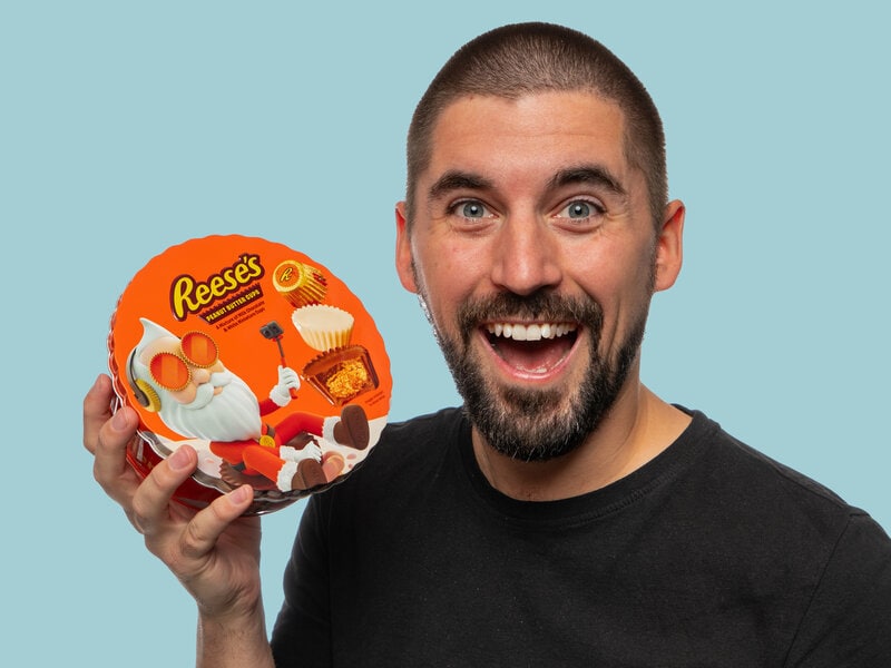 Juleblikdåse med Reese's Peanut Butter Cups