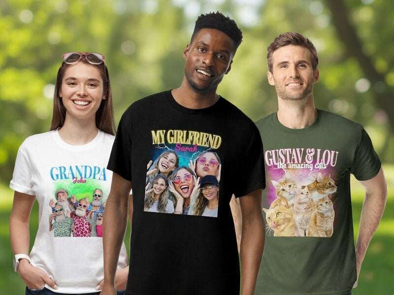 T-shirt med Fotocollage – 90s Design