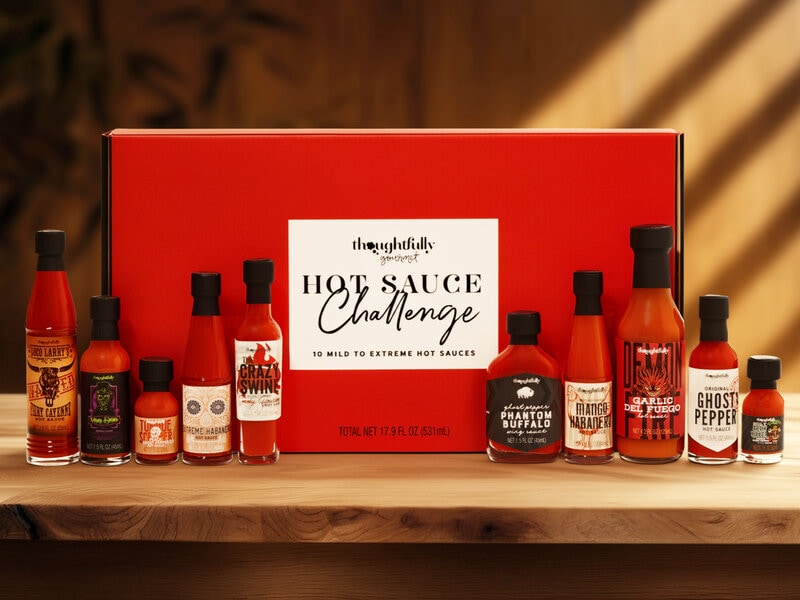 Gaveæske med Stærke Saucer: Hot Sauce Challenge - Thoughtfully