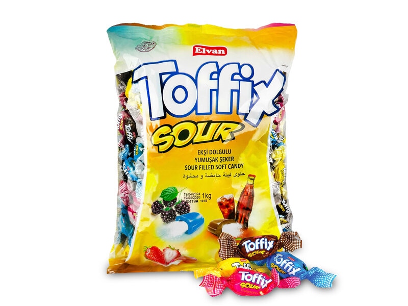 Toffix Sour Bland-selv slik i kasser 800 gram