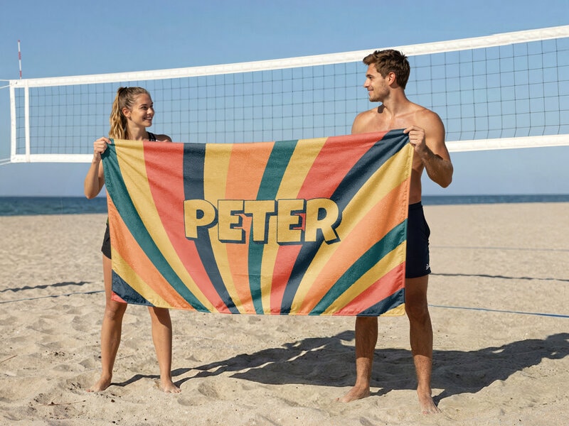 Badehåndklæde med Egen Tekst - Retrodesign