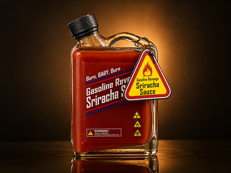 Gas tank sriracha hot sauce - Thoughtfully