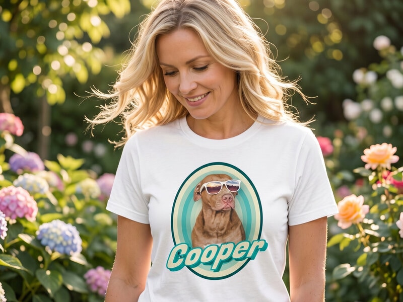 T-shirt med Foto - Retrodesign Hund T-shirt med Foto - Retrodesign Hund