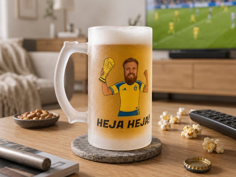Frostet ølglas med eget design - Fodbold-VM