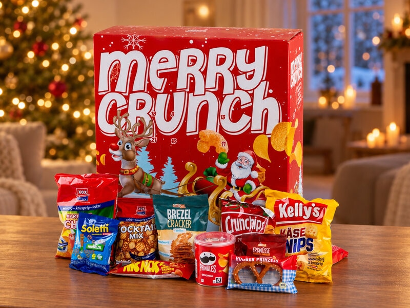 Merry Crunch julekalender med snacks Merry Crunch julekalender med snacks