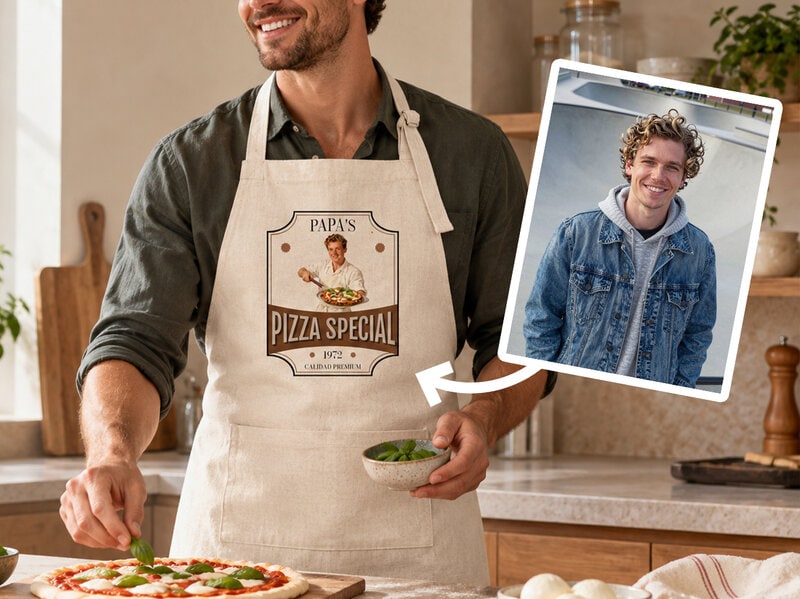 Forklæde med eget foto – Pizzadesign