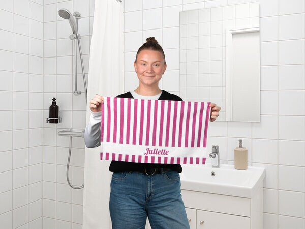 Handduk med Egen Text - Randig Design