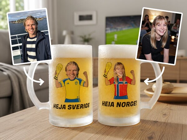 Frostat ölglas med egen design - Fotbolls VM