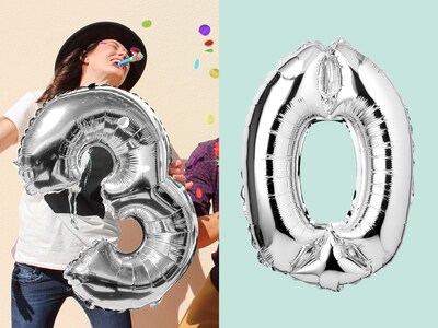 Zahlenballon Silber 0