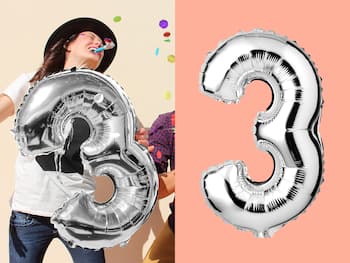 Zahlenballon Silber 3