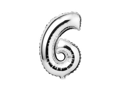Zahlenballon Silber 6