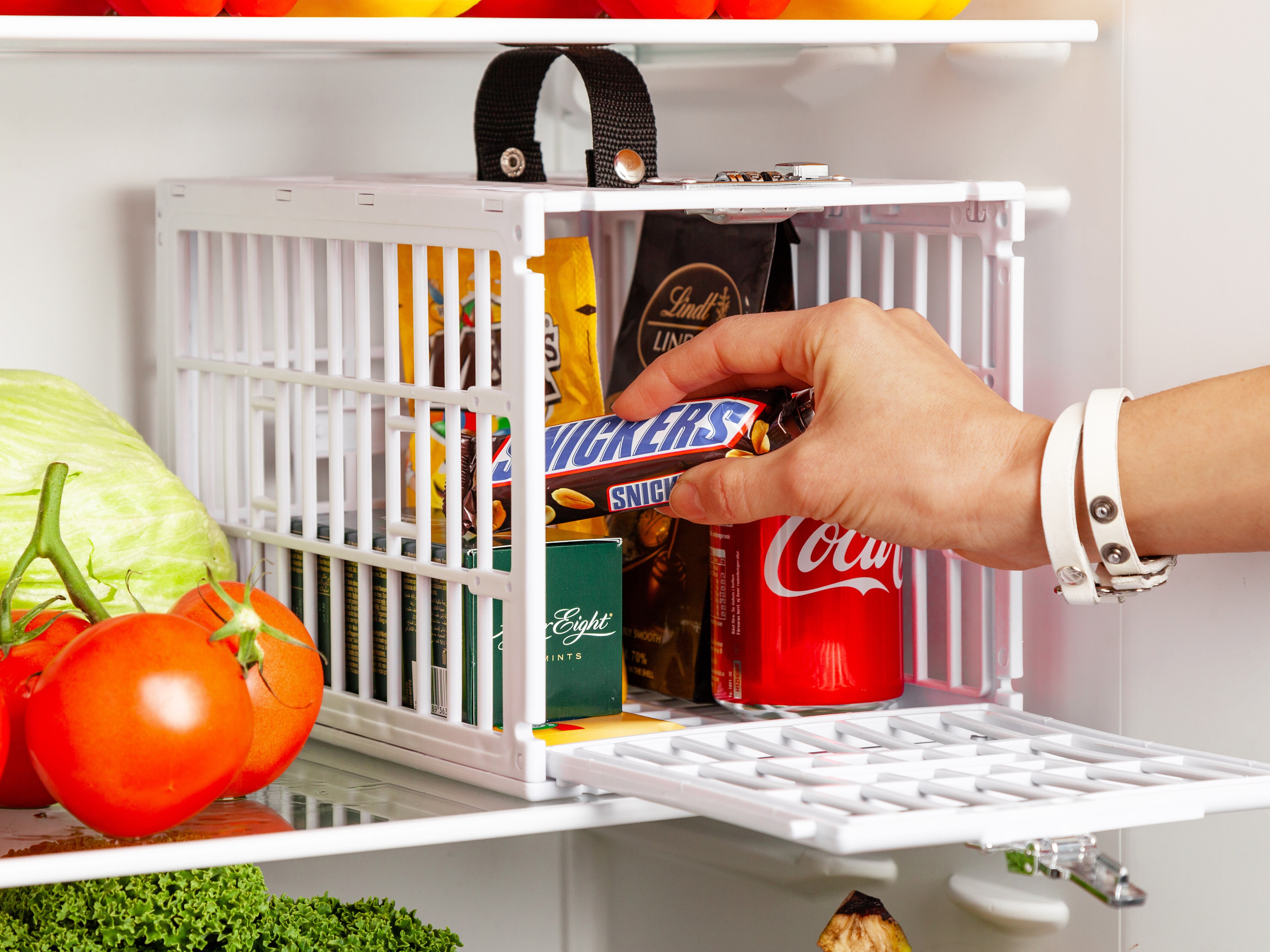 Unzerbrechlich InnovaGoods Sicherheitskäfig für Kühlschränke Food Safe Weiß 