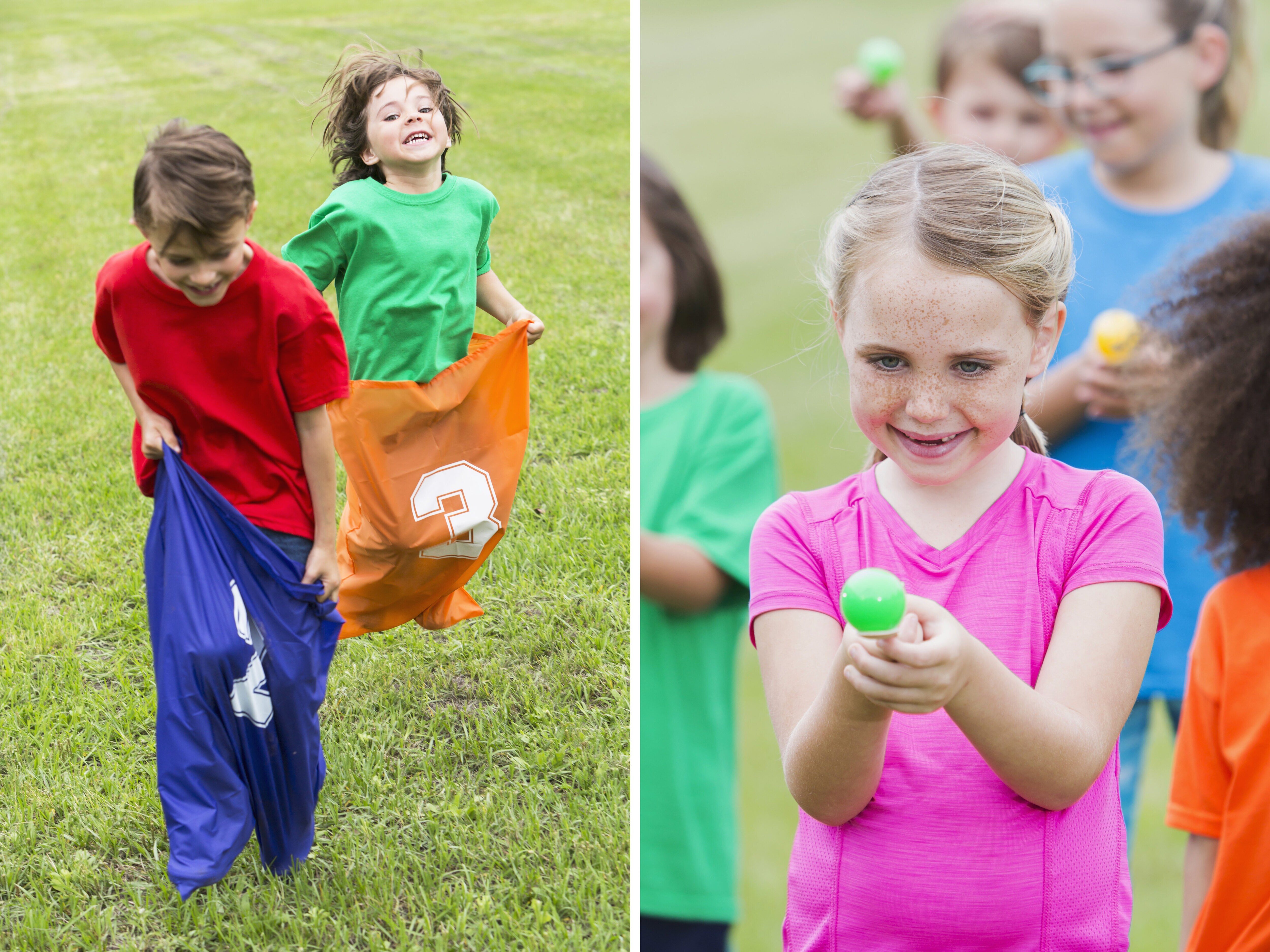 Kinderparty Spiele Geburtstag Outdoor Spielset Dosenwerfen Sackhüpfen Eierlaufen 