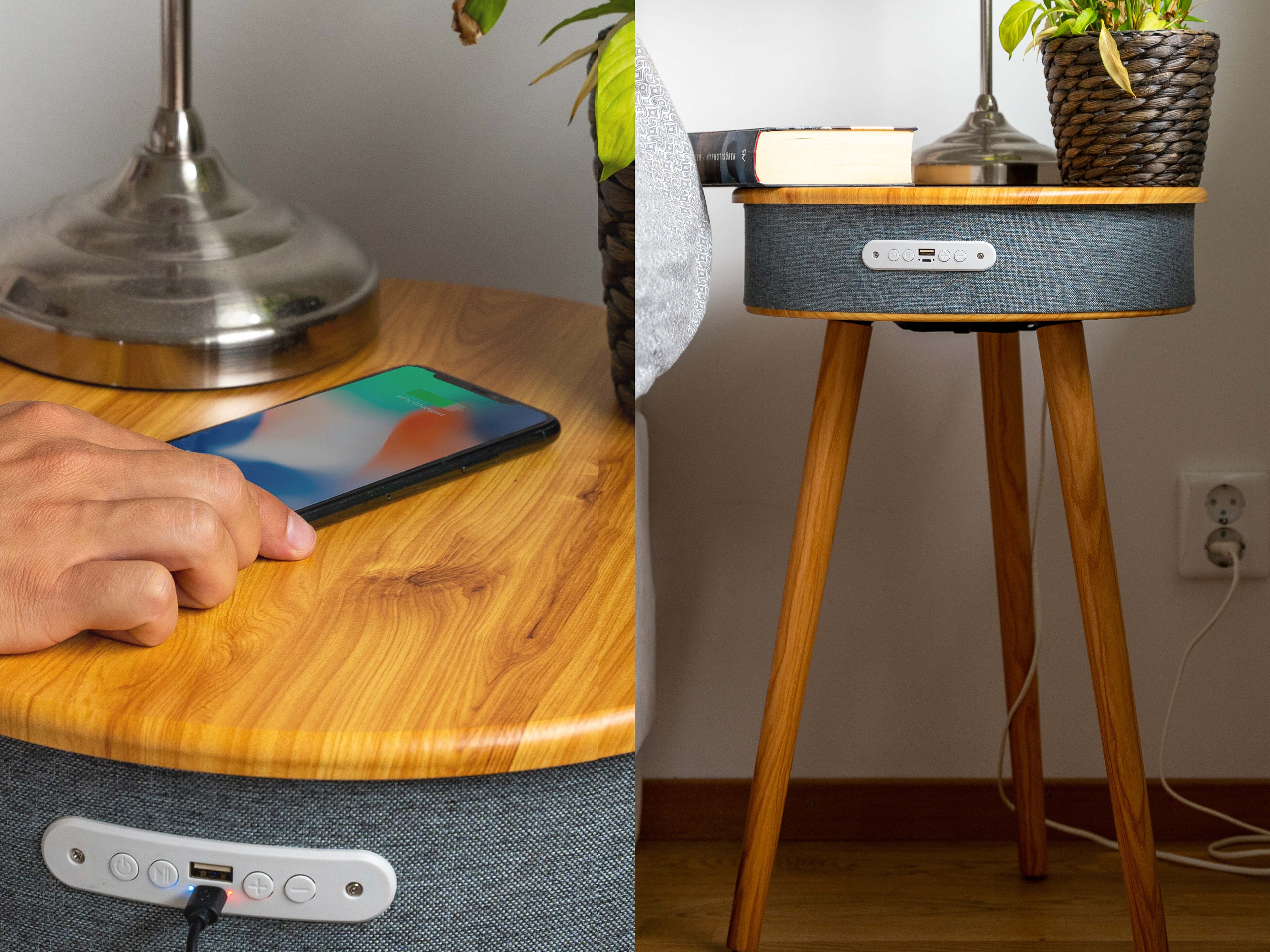 Vooni høyttalerbord med trådløs lading