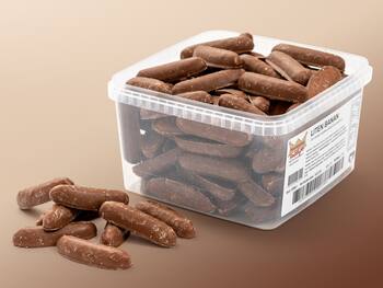 Chokoladebananer Bland-selv slik i kasser, 1,2 kg