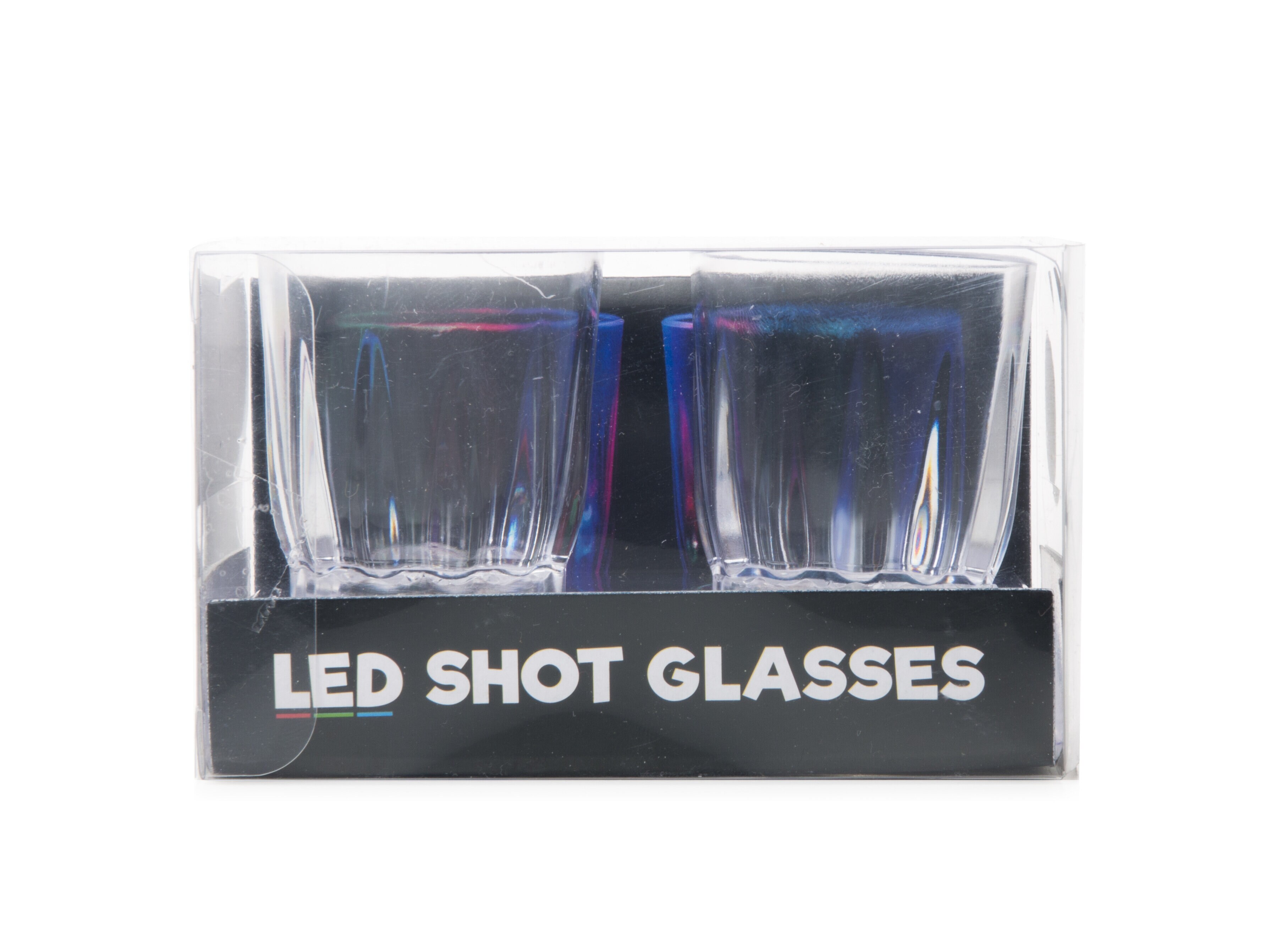 Shotglas mit Würfel-LEDs im 2er-Set LED Gläser LED Becher 