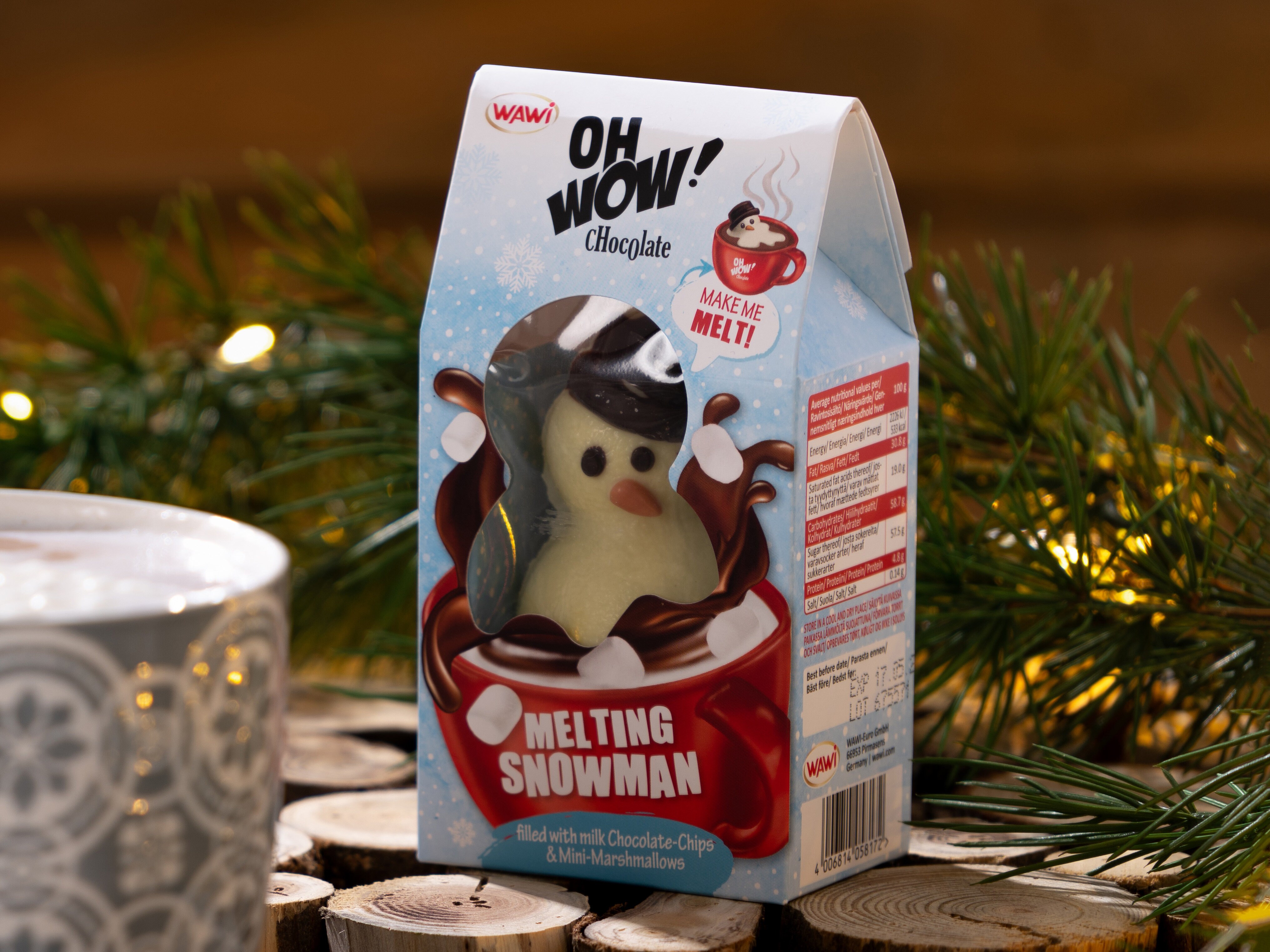 smeltende snømann varm sjokolade