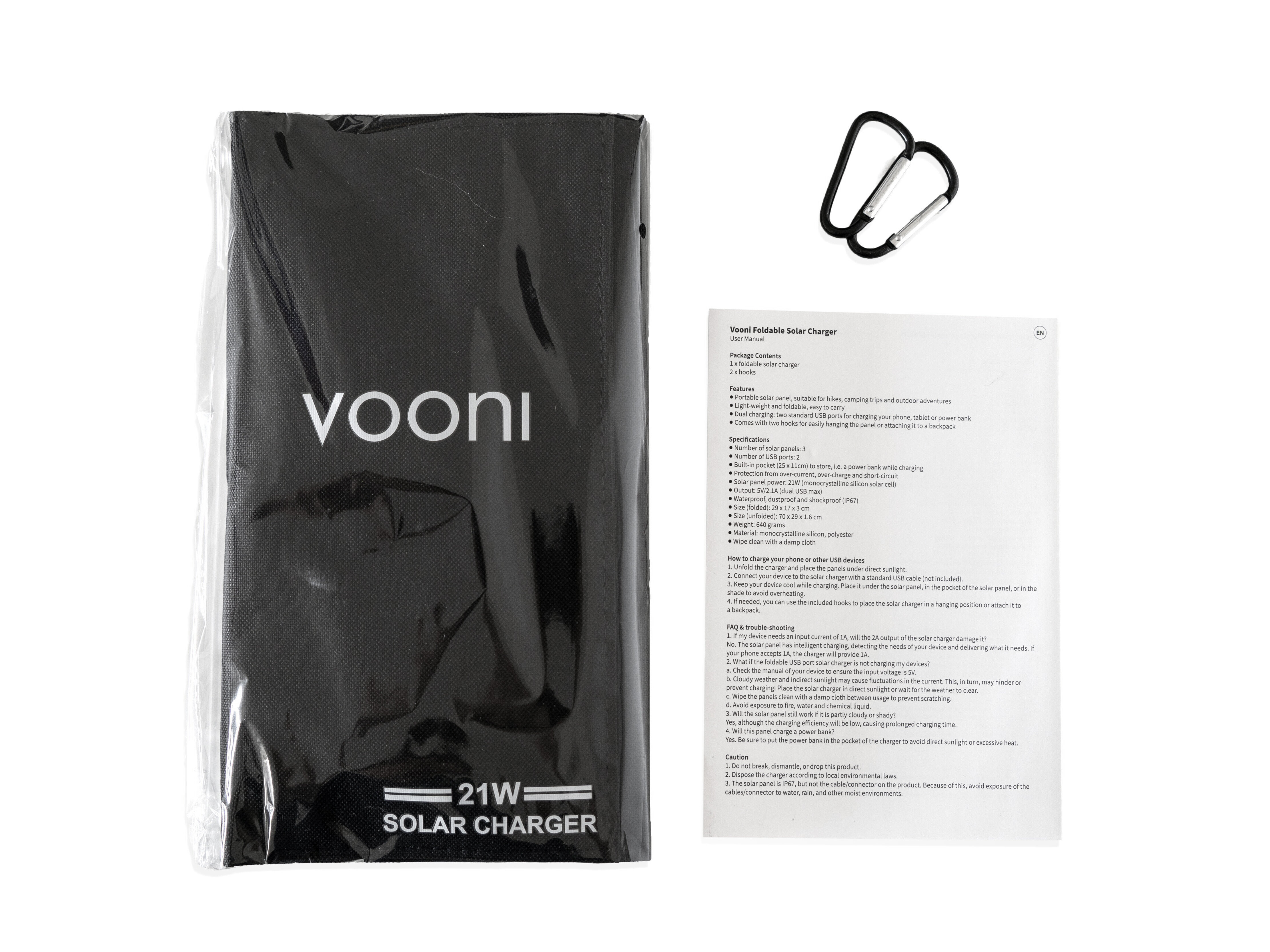 Vikbar Solcellsladdare 21W - Vooni