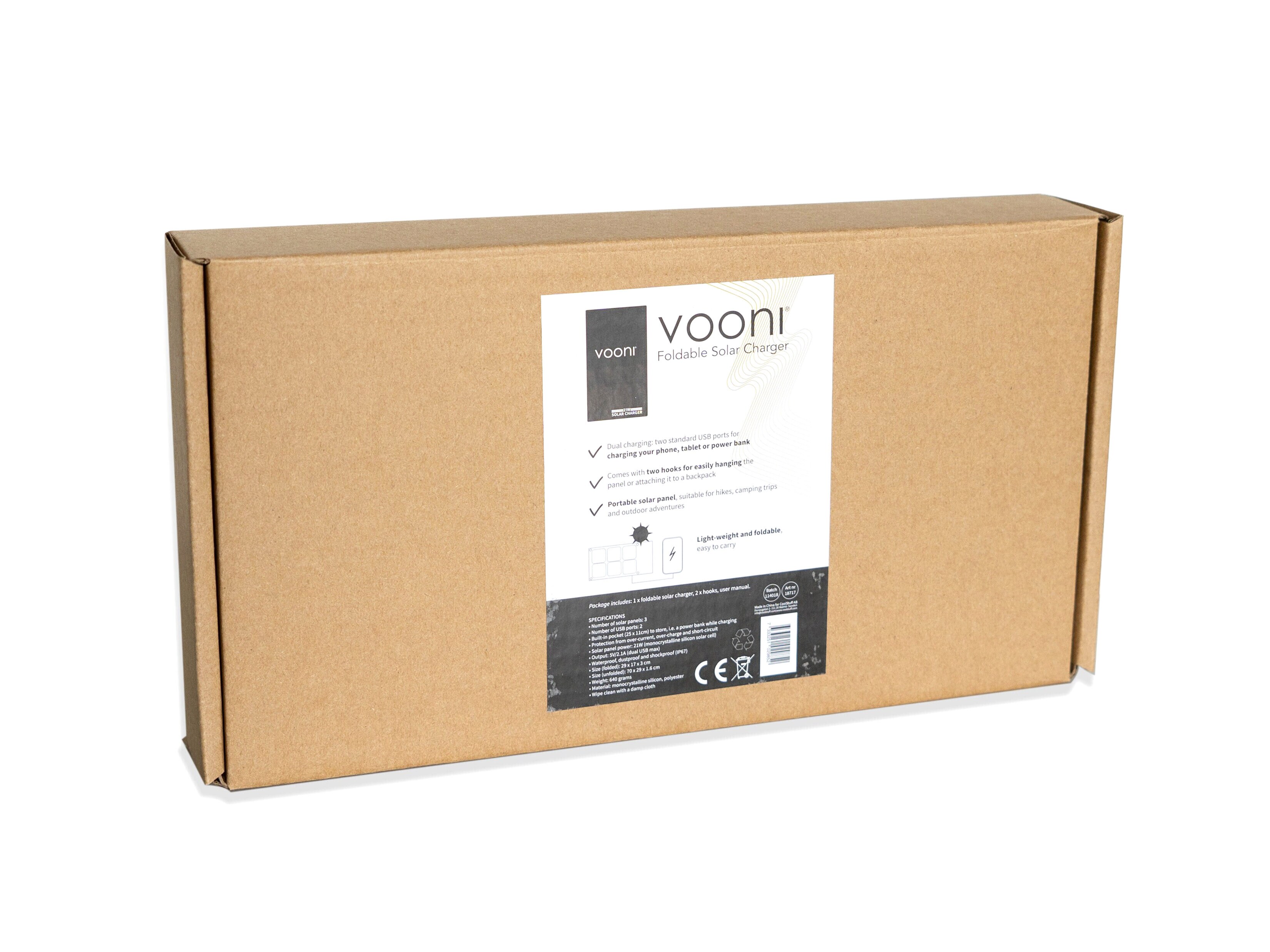 Vikbar Solcellsladdare 21W - Vooni