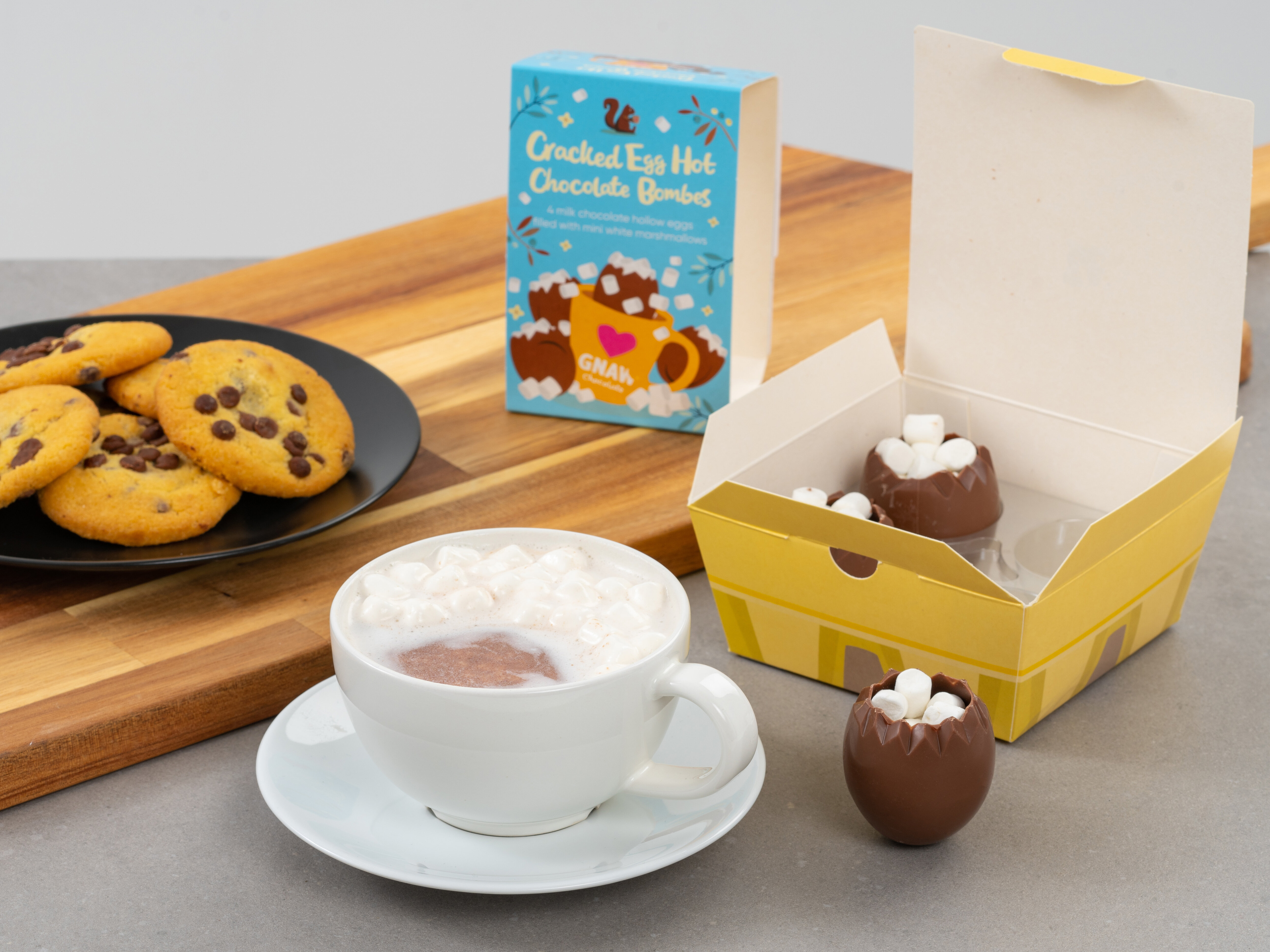 Gnaw Cracked Egg Hot Chocolate Bombes
