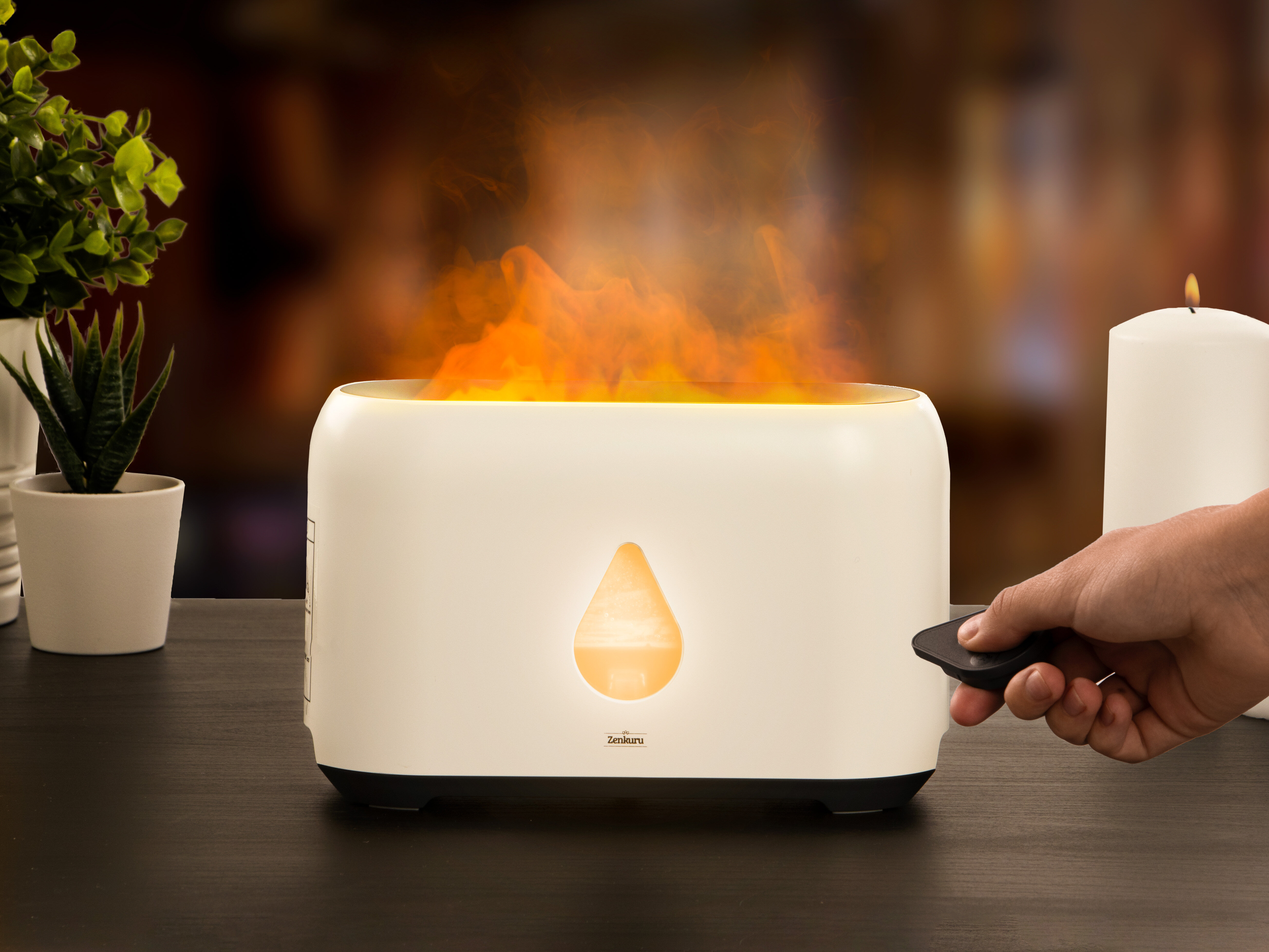 Luftfuktare med LED-flamma - Zenkuru