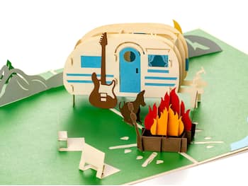 3D pop up-kort – Camping