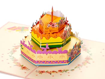 3D pop up-kort – Kake med blomster