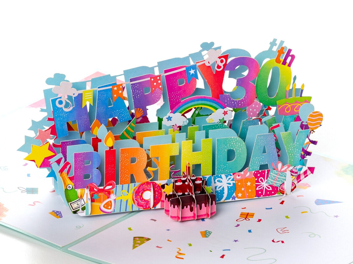 Pop up-kort – Happy 30th Birthday