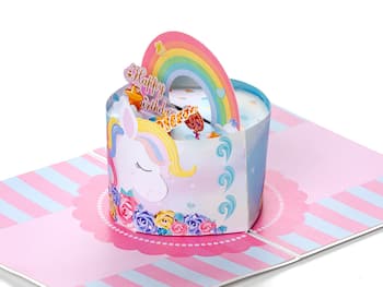 Pop Up-kort- Fødselsdagslagkage med Enhjørning