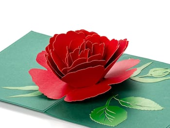 Pop Up-kortti - Punainen ruusu
