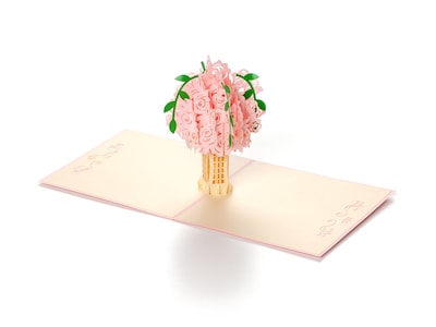 Pop-Up-Karte - Rosa Blumenstrauß