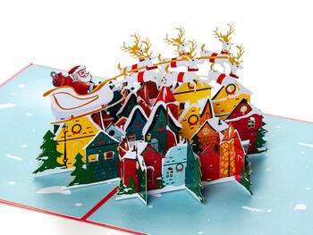 3D pop up-kort – Julekort med juleby
