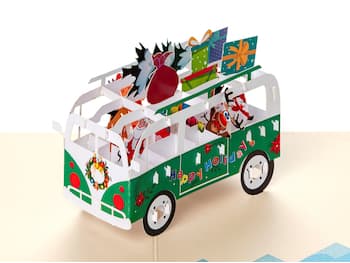 3D pop up-kort – Julekort med julenissens bil