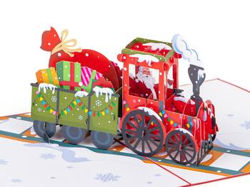 Pop Up-kort - Julkort med Tomtetåg