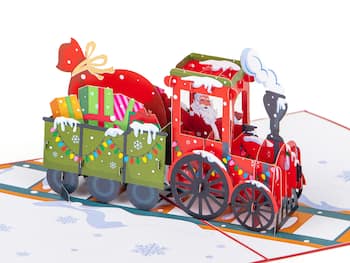 Pop Up kort - Julekort med Julemandstog