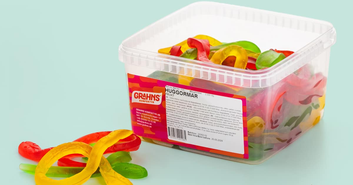Køb 🎁 Hugorme Frugt Bland-selv slik i kasser 2 kg ️ Online på Coolstuff🪐