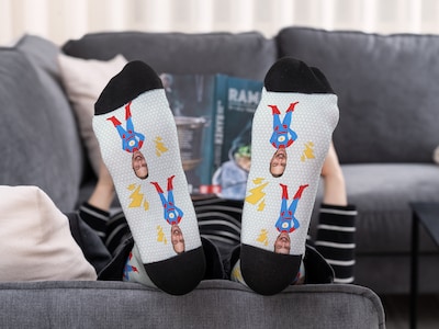 Personlige sokker med ansikt - Superhelt