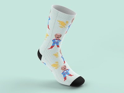 Personalisierte Socken mit Gesicht - Superheld