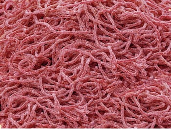 Spaghetti Jordbær Bland-selv slik i pose 1 kg