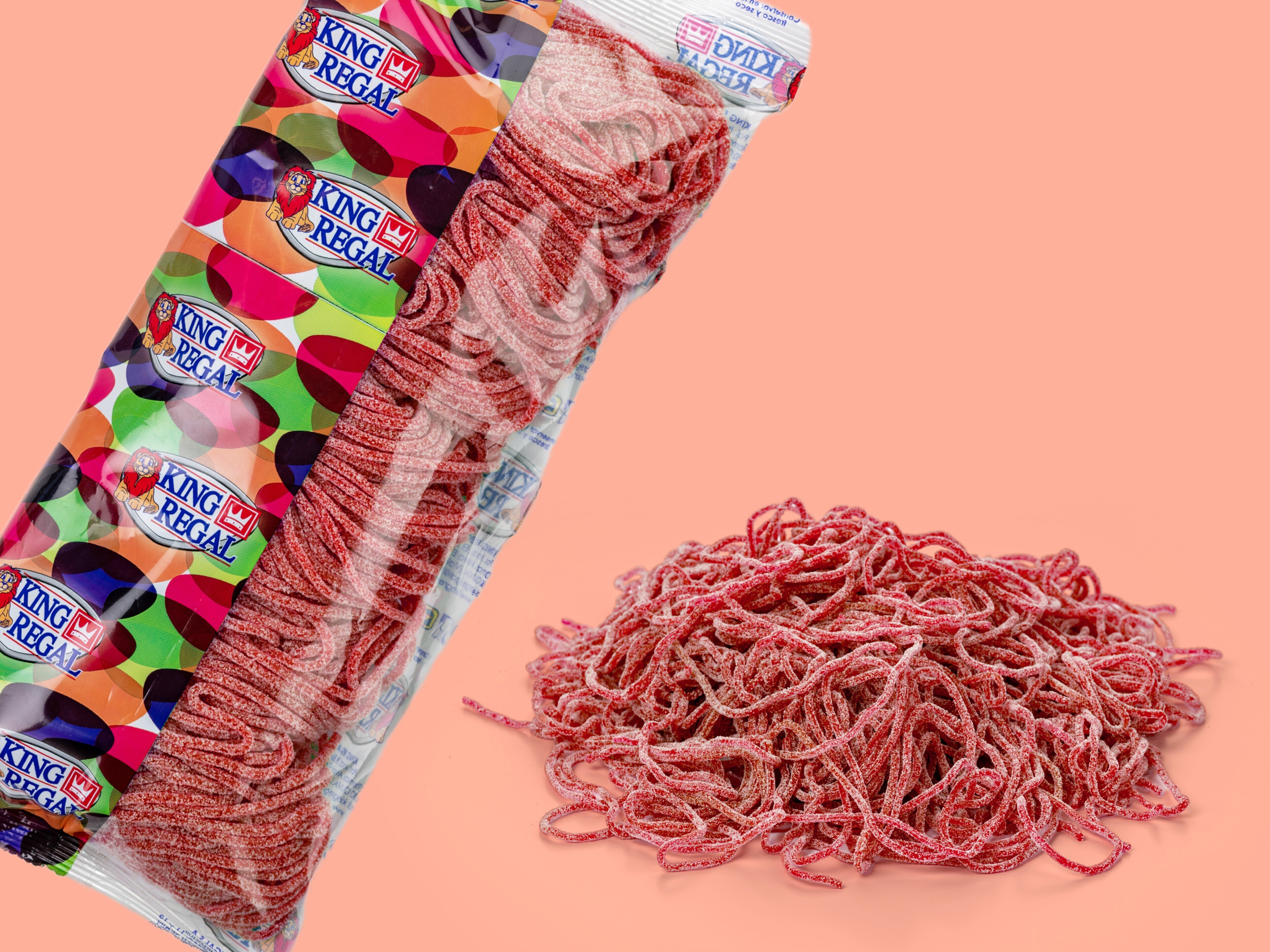 Spaghetti Jordbær Bland-selv slik i pose 1 kg